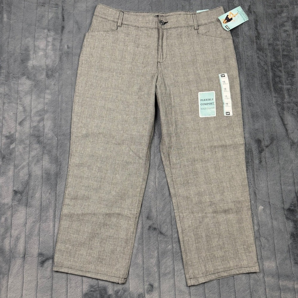 Lee Womens Relaxed Fit Straight Leg Plaid Pants BK Auth Glen 4601287 16 Short